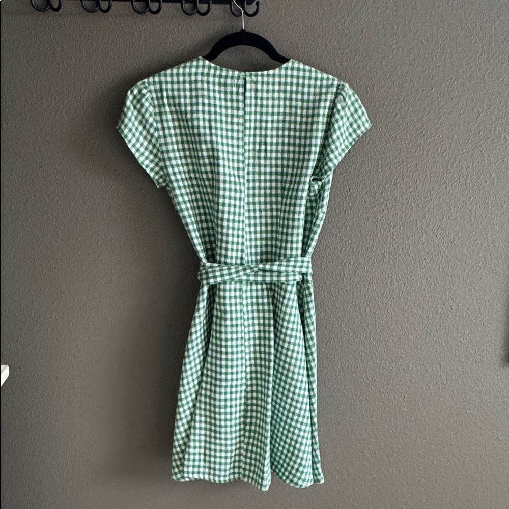 Reformation Rodin Linen Gingham Wrap Mini Dress - Picture 7 of 7